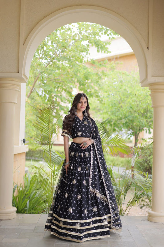 Royal Faux Georgette Bandhej Print Gota Patti Navratri Lehenga Choli