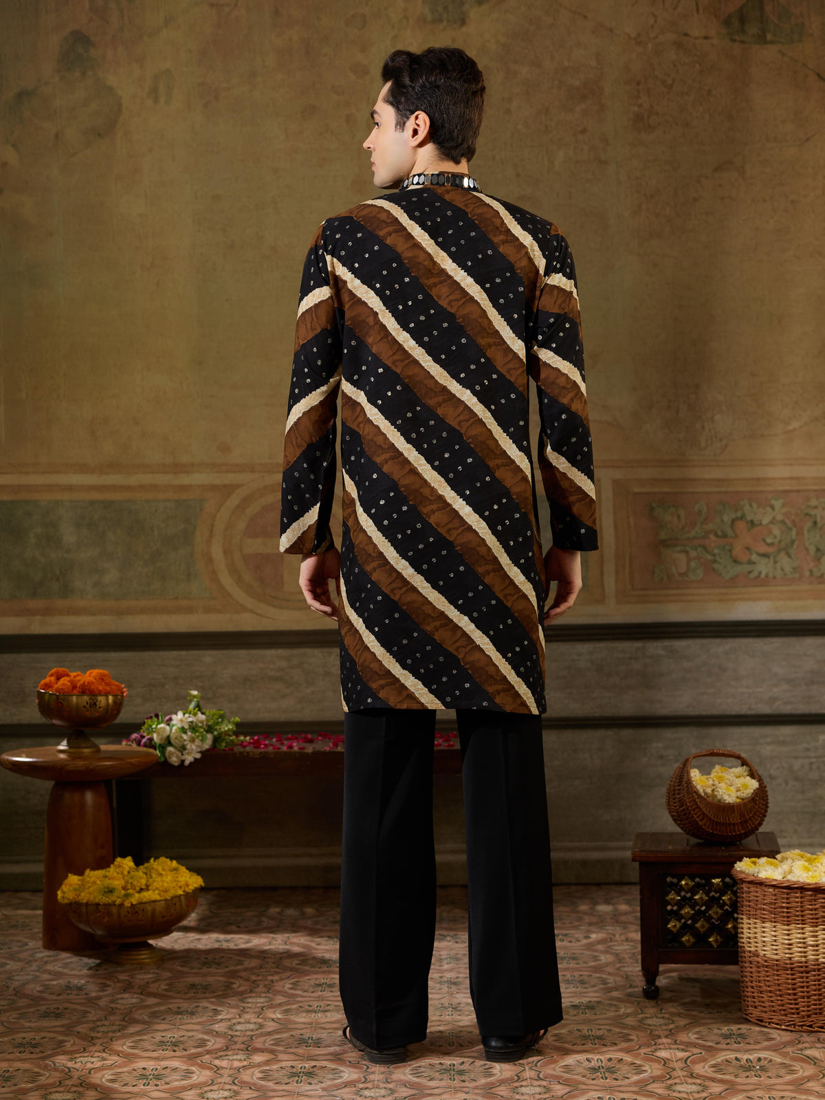Traditional Black Rayon Kurta For Men | Tulip Designer