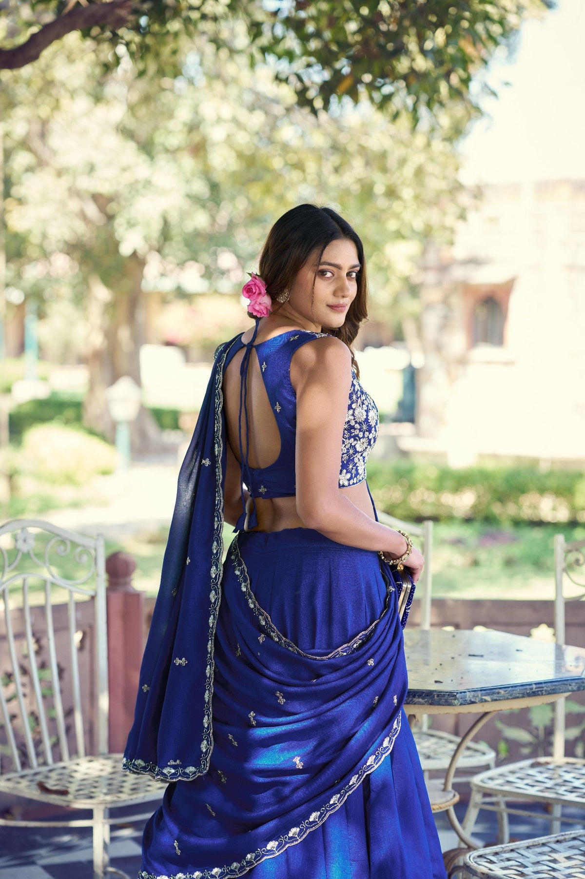 Royal Blue P.C. Kashmiri Heavy Flair Lehenga with Designer Dupatta