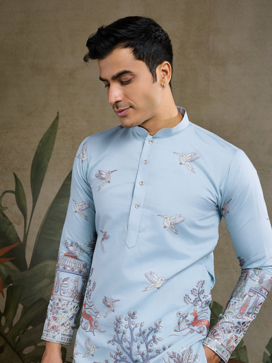 Traditional Sky Blue Wedding designer kurta for men