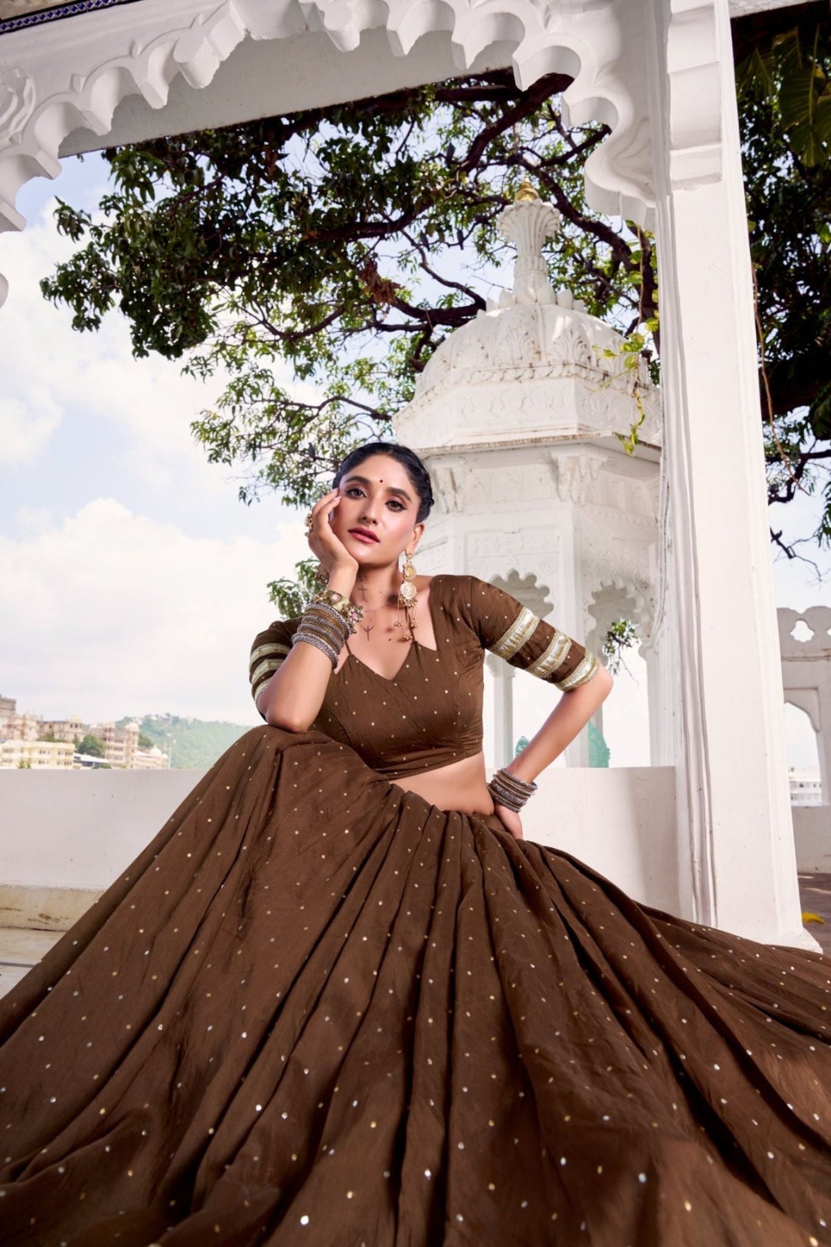 Pure Chanderi Zari Weaving Lehenga Choli Set For Festive And Wedding Special