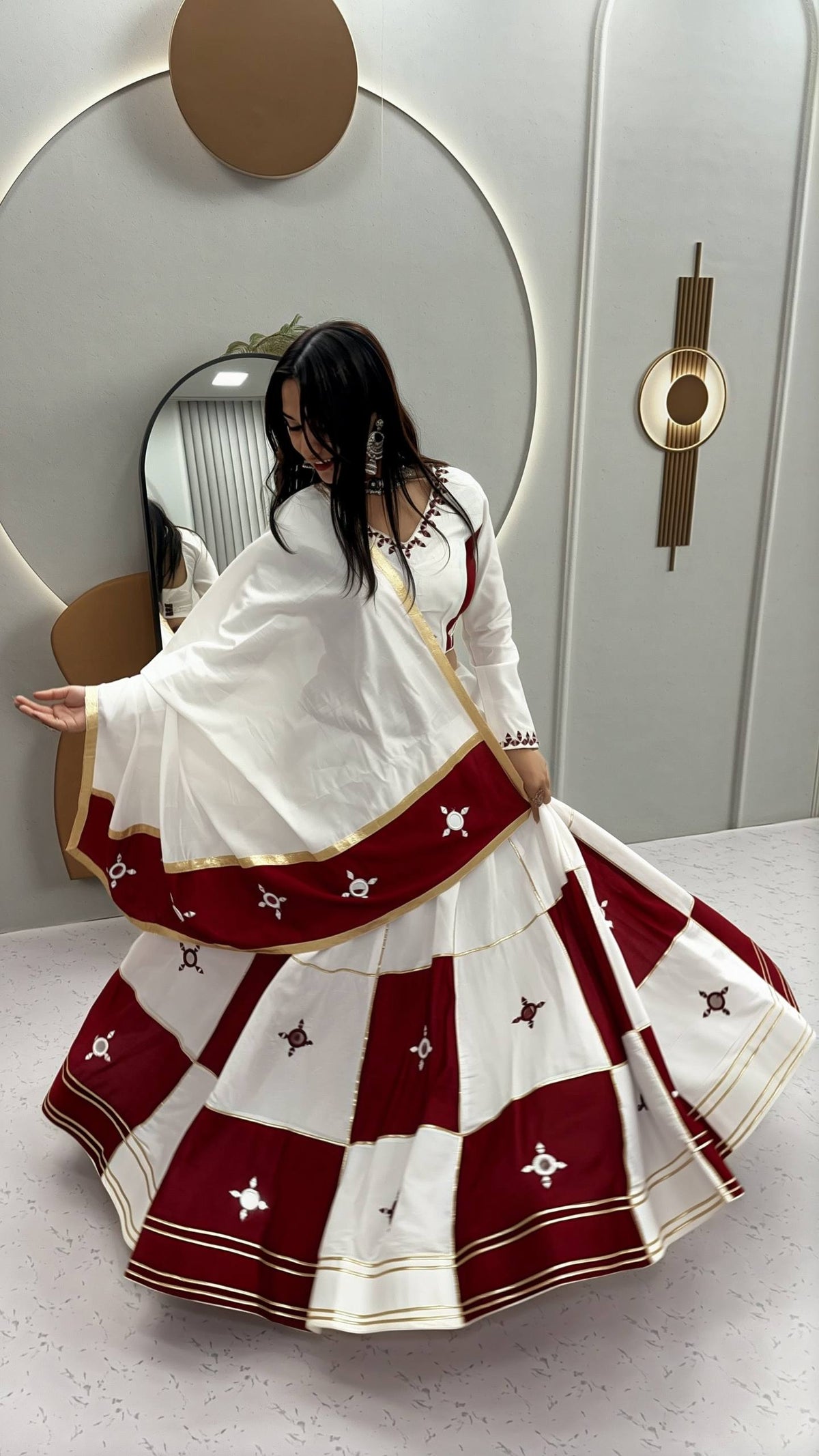 Garba Special Cotton Mirror Gota Patti Lehenga Set | Tulip Designer