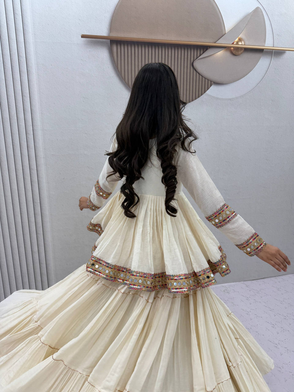 Off White Cotton Lehenga Kediyu Set | Tulip Designer