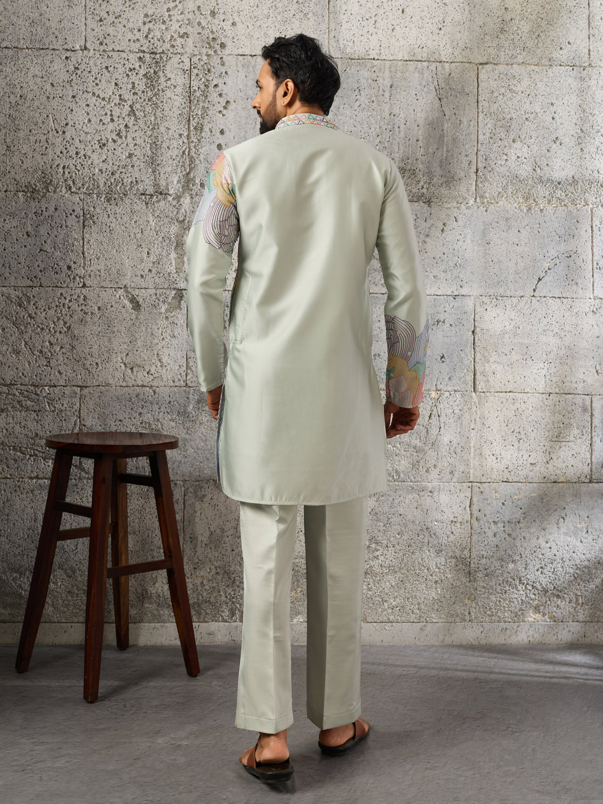 Pastel Pista Green Soft Silk Festive Kurta Set For Mens Wear