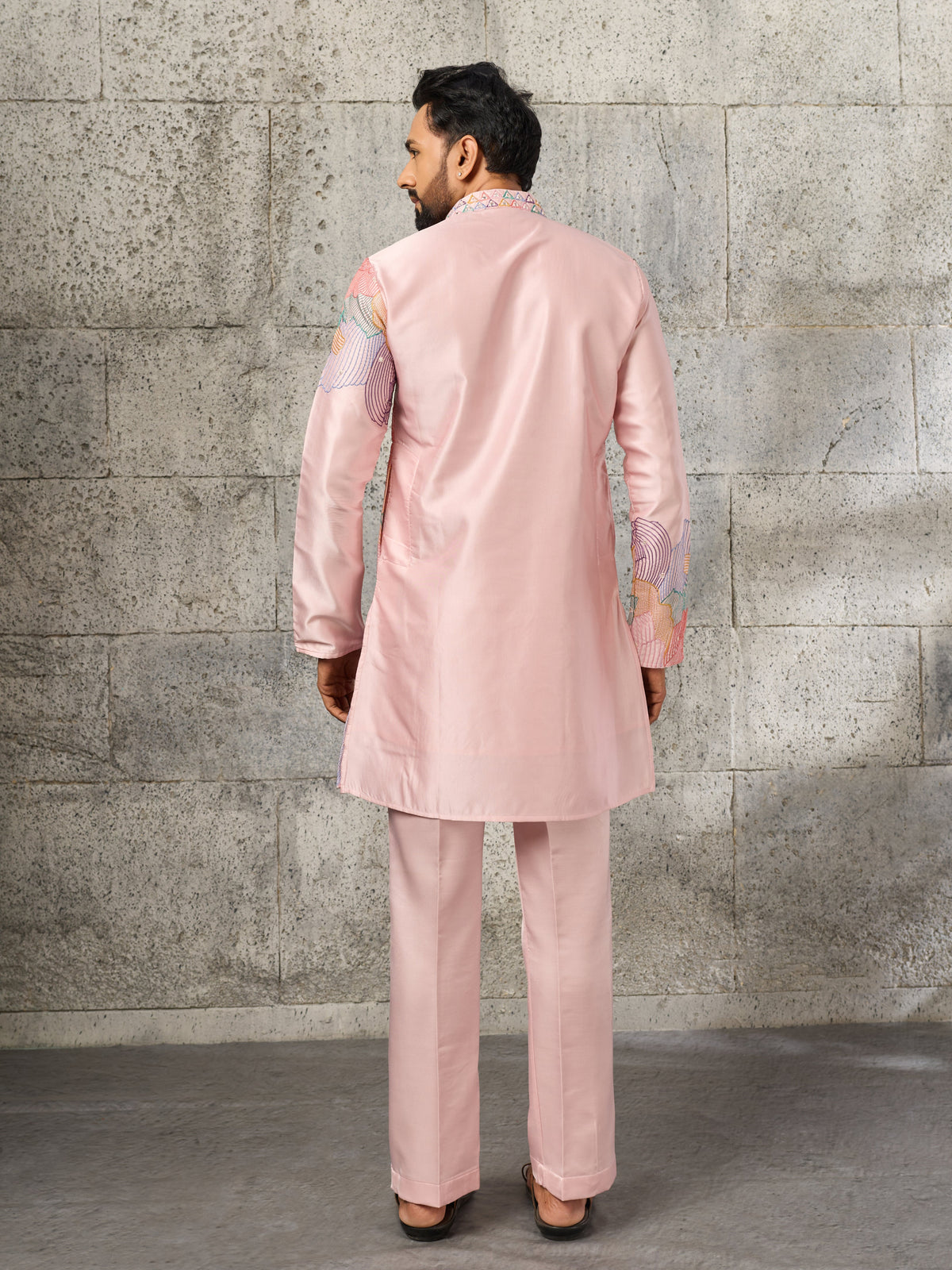 Pink Soft Silk Embroidered Kurta Set For Special Occasion