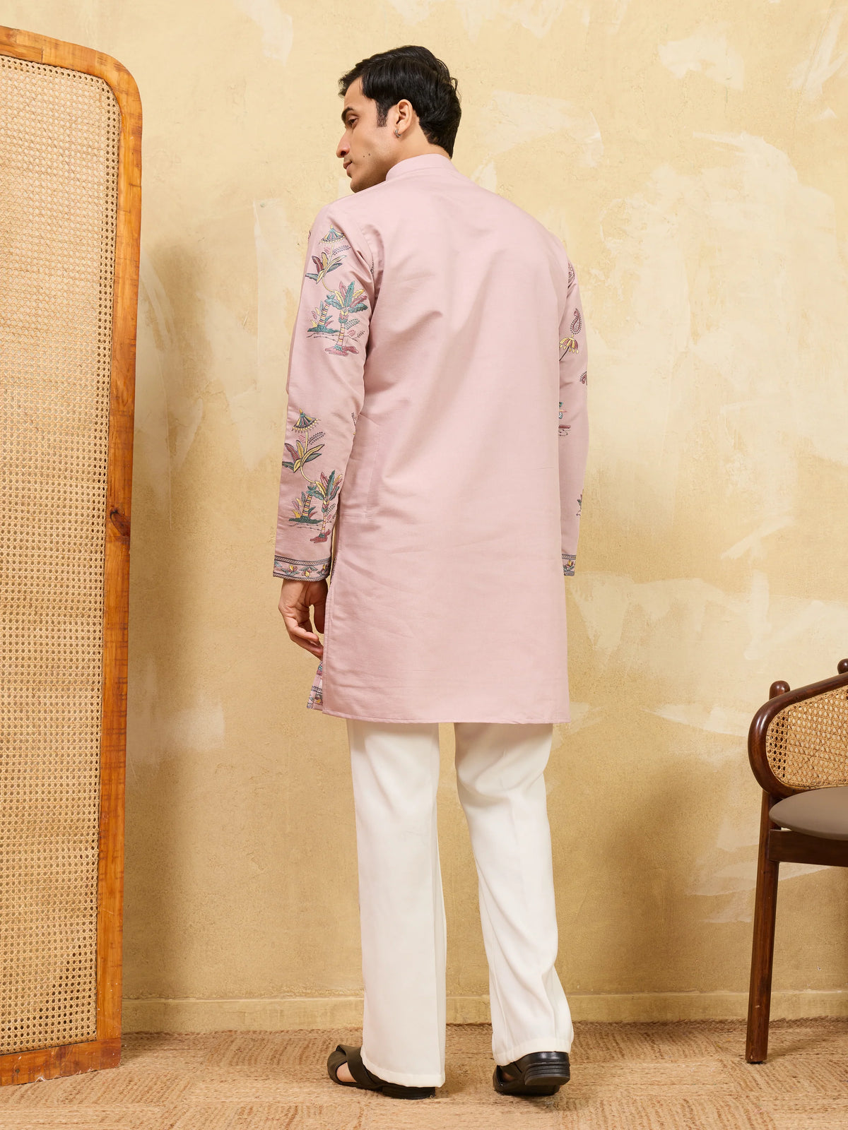 Luxury Pink Viscose Silk Kurta Ensemble for Celebrations