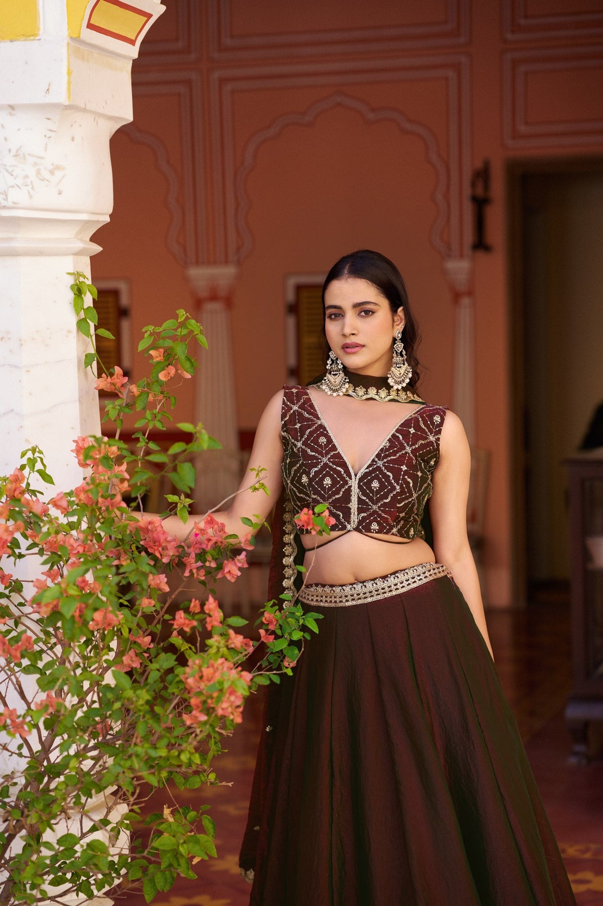 Premium Fendi Sequins Embroidered Lehenga Choli Set for Women