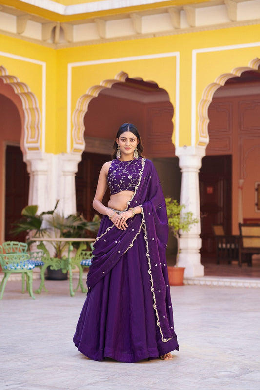 Premium Fendi Sequins Embroidered Lehenga Choli Set for Women