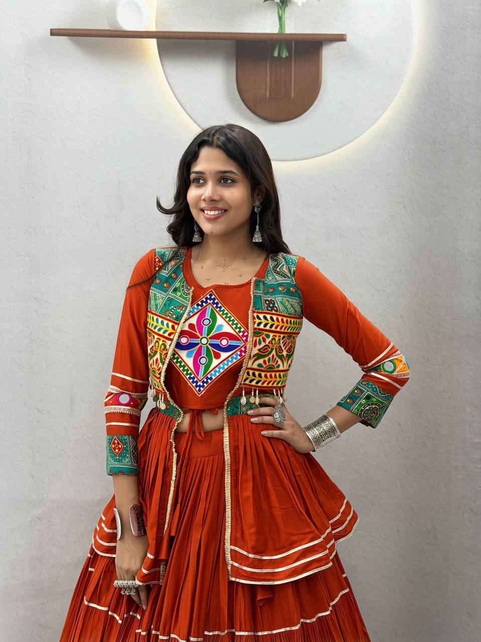 Premium Garba Night Pure Cotton Gamthi Lehenga Set