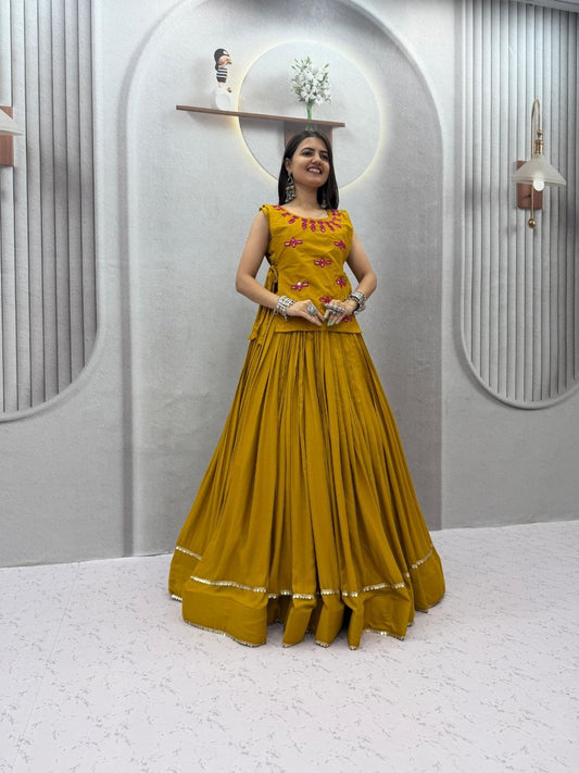 Rayon Cotton Mirror Lehenga Jacket Set | Tulip Designer