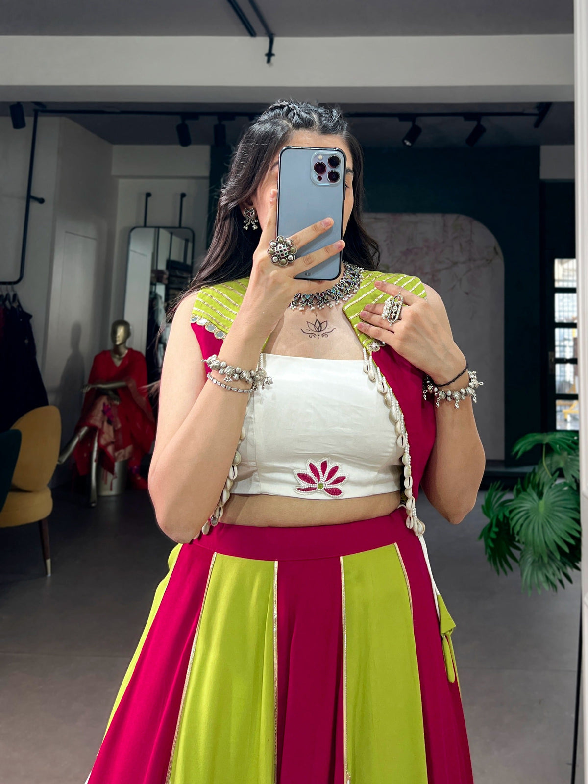 Vibrant Rayon Gota Patti Lehenga for Garba Celebrations