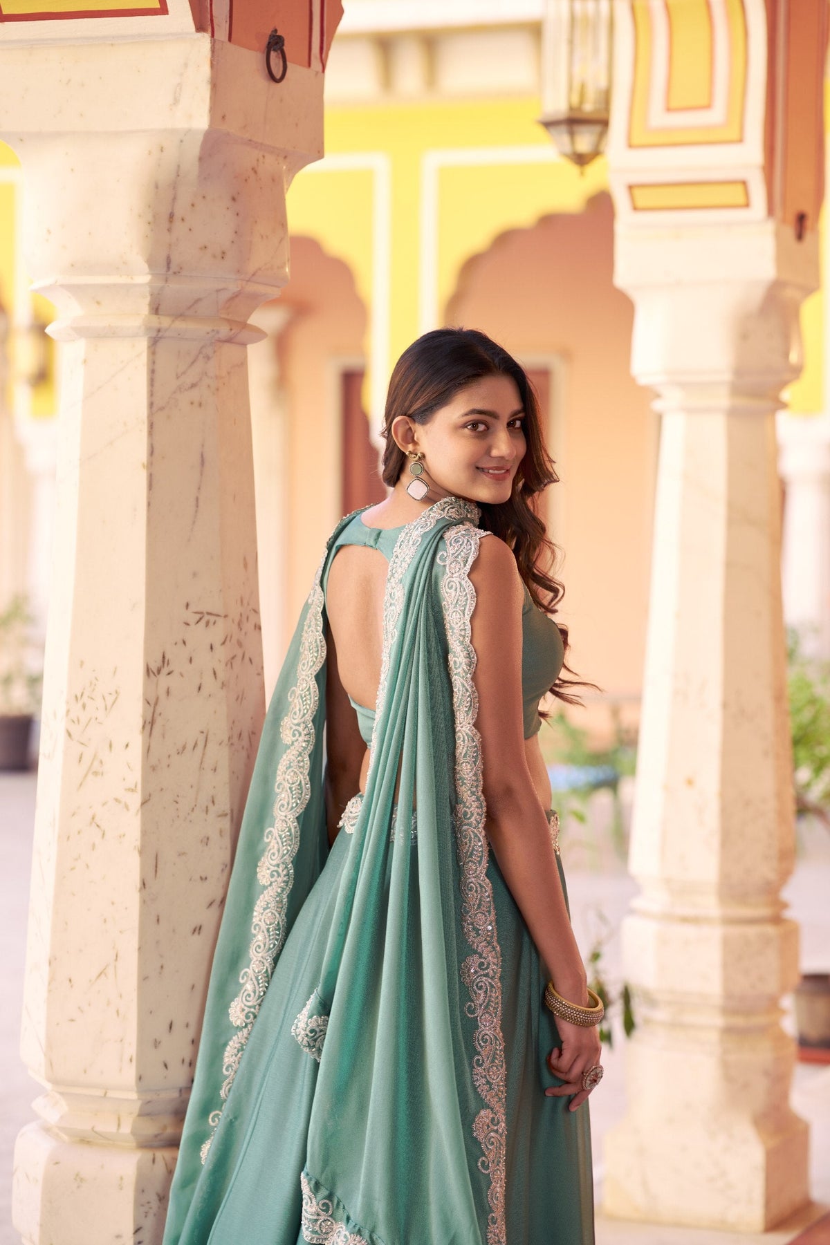 Sky Blue Rangoli Silk Thread Embroidery Lehenga Choli Set for Women
