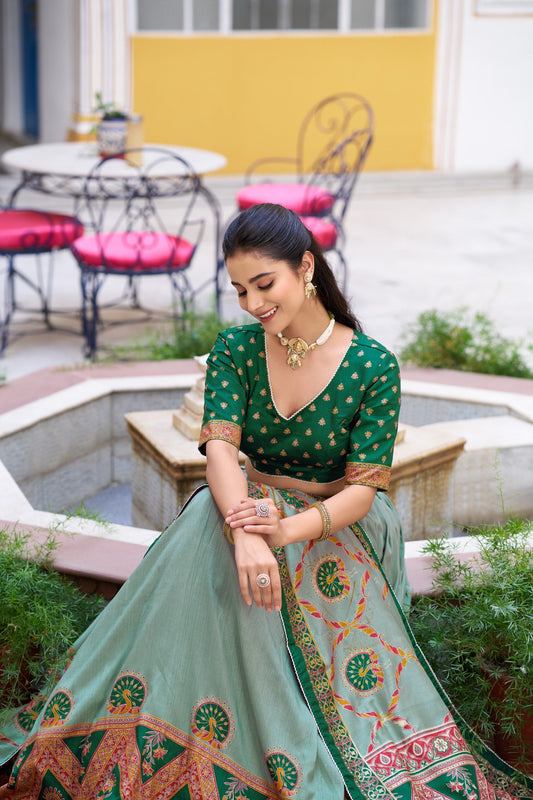 Royal Wedding Wear Tasar Silk Printed Lehenga Choli Set