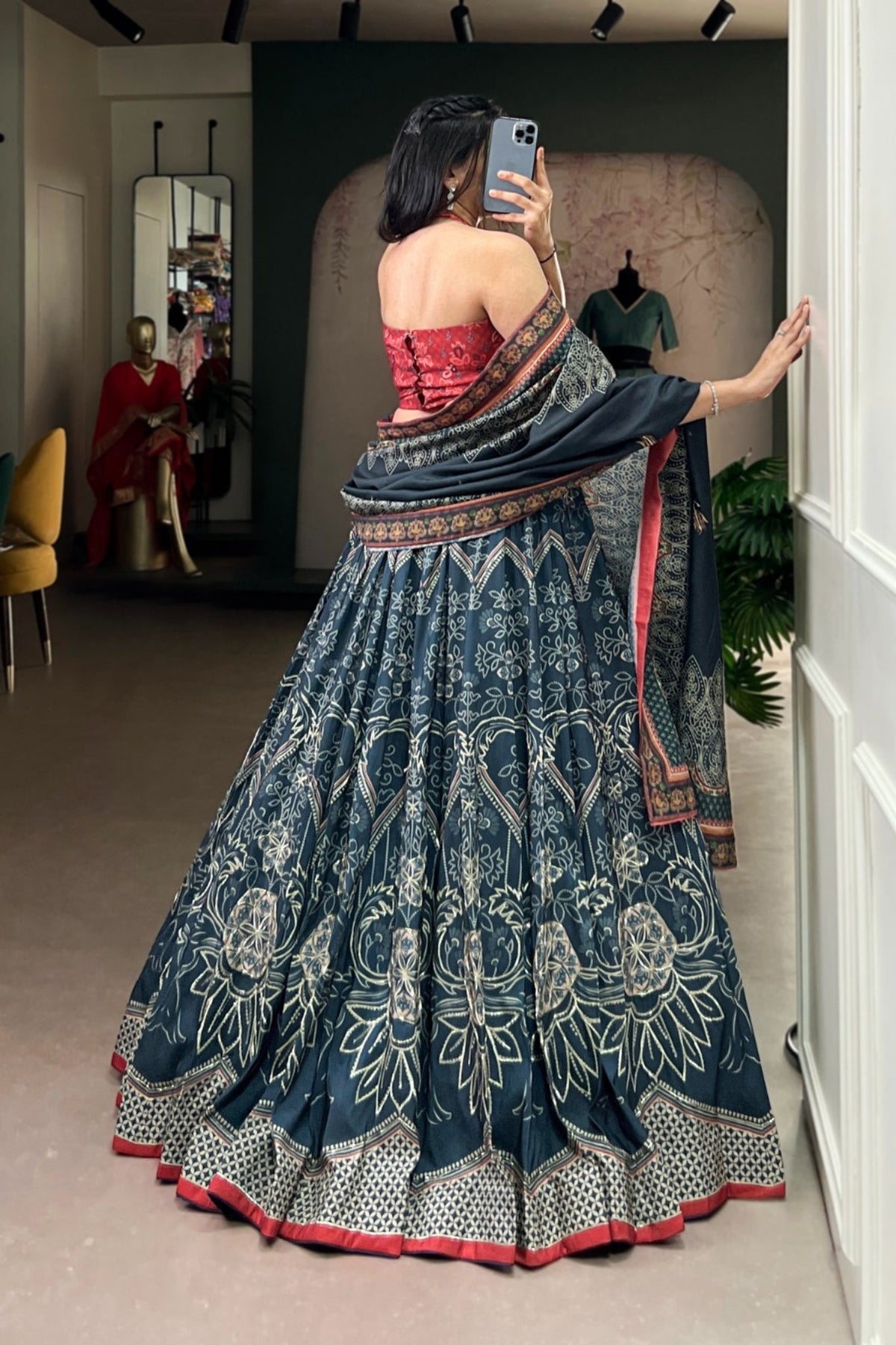 Vaishali Silk Printed With Beads Work & Gotta Patti Lace Designer Lehenga Set