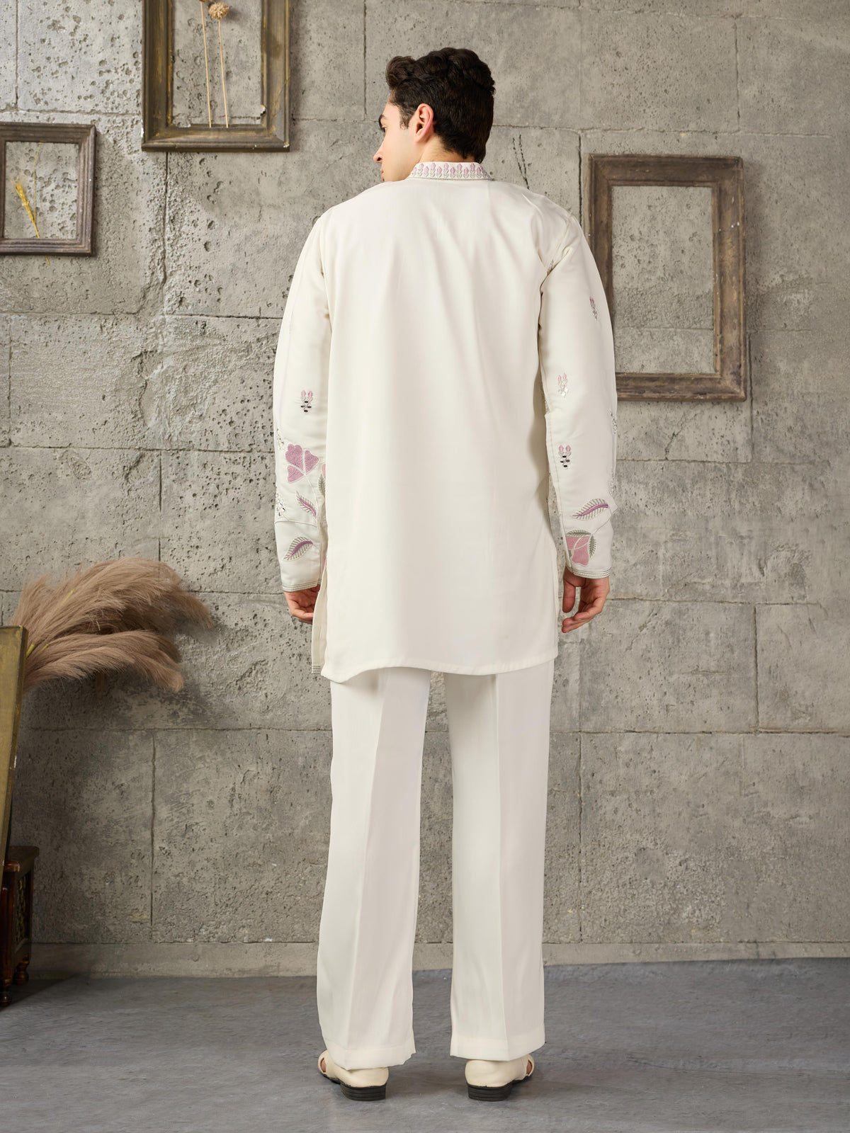 White Japanese Lachka Kurta Set | Tulip Designer