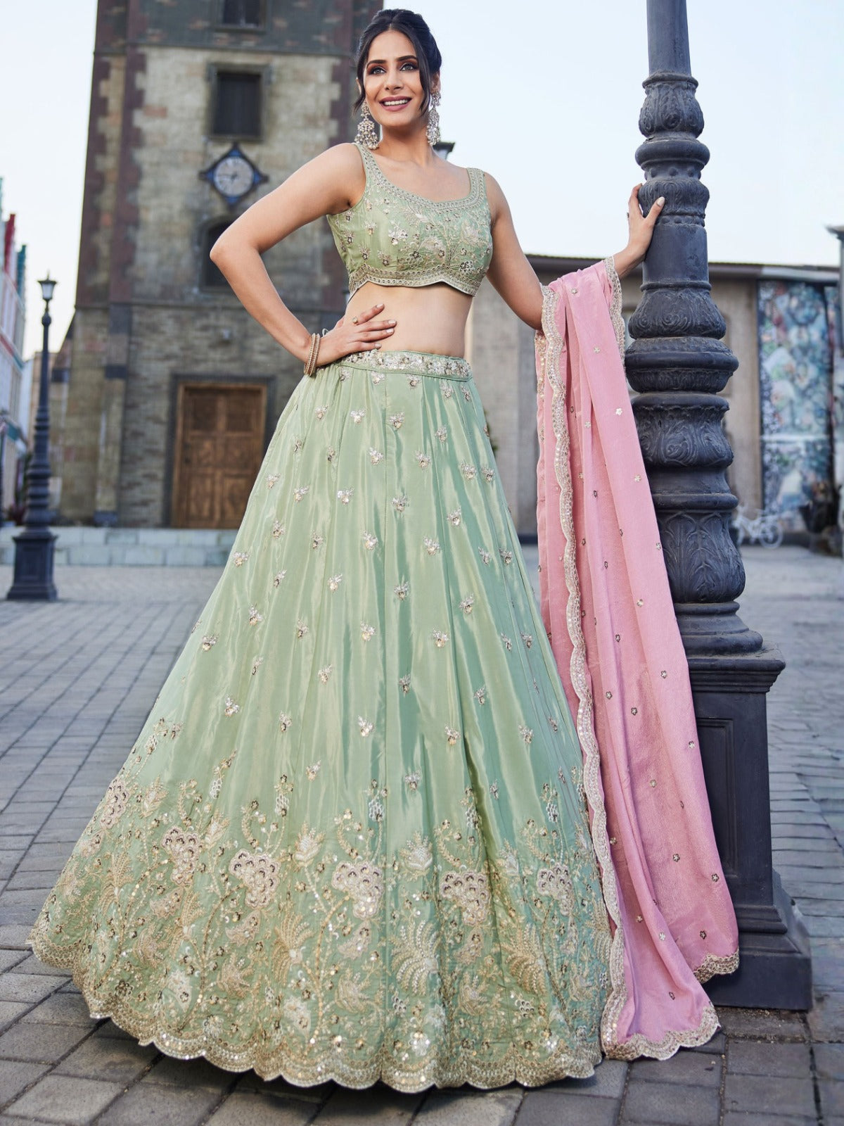 Grand Art Silk Floral Dori Zari Work Party Wear Lehenga Choli Set