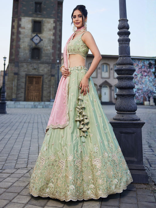 Grand Art Silk Floral Dori Zari Work Party Wear Lehenga Choli Set