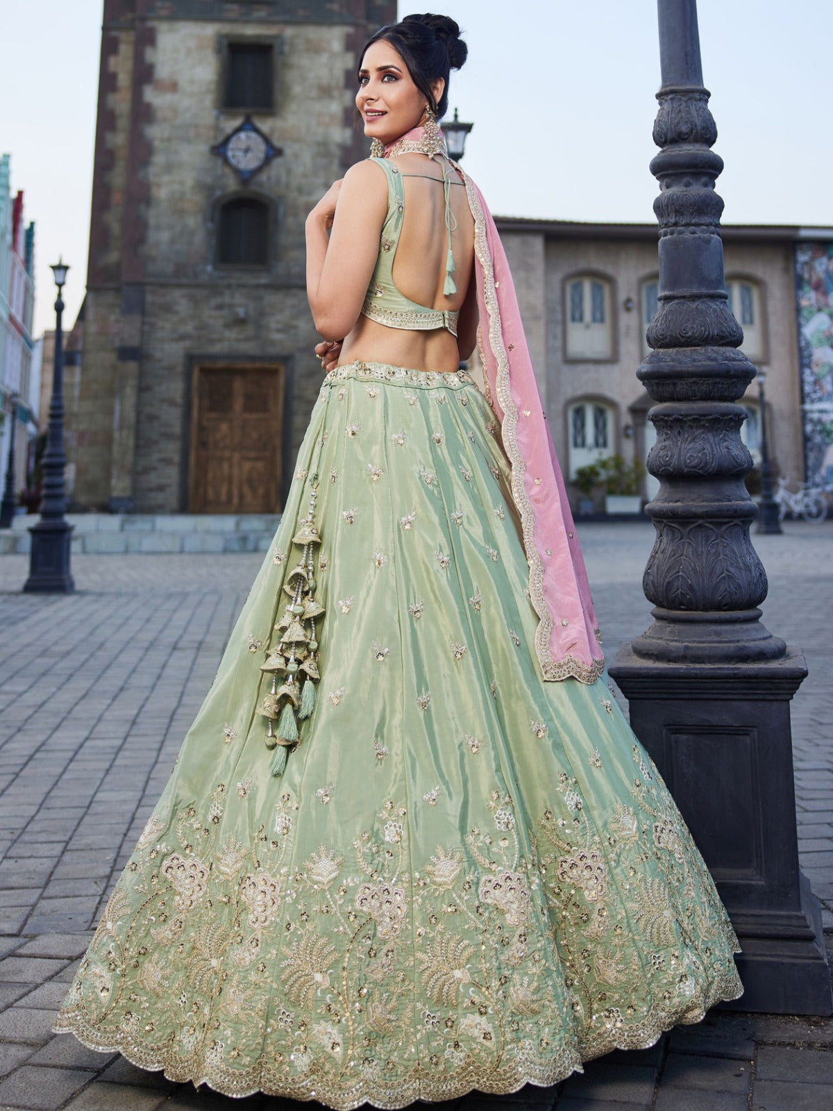 Grand Art Silk Floral Dori Zari Work Party Wear Lehenga Choli Set