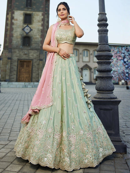 Grand Art Silk Floral Dori Zari Work Party Wear Lehenga Choli Set