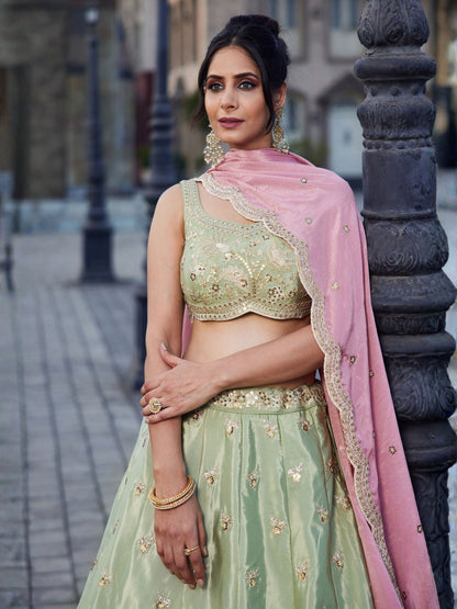 Grand Art Silk Floral Dori Zari Work Party Wear Lehenga Choli Set