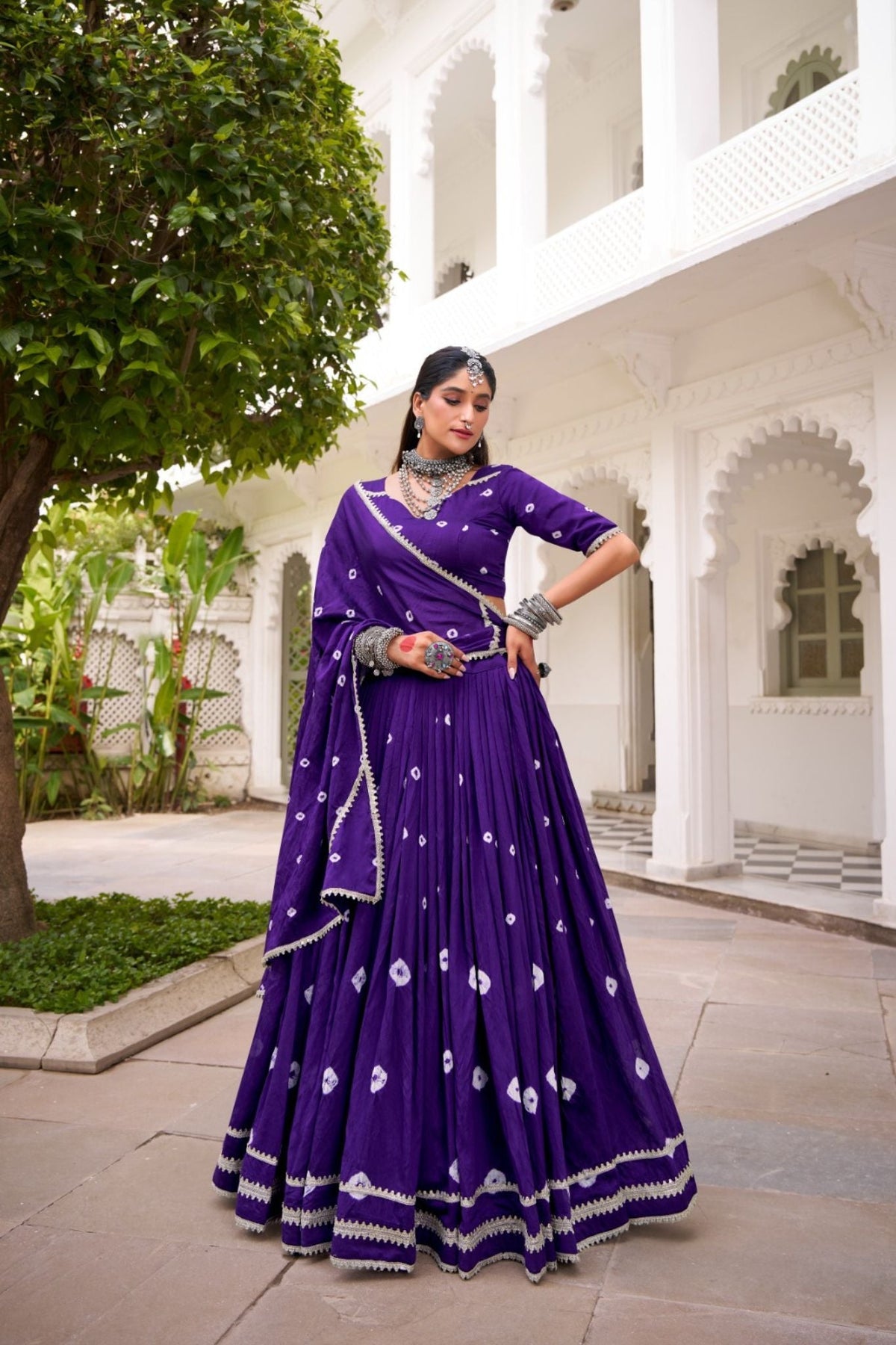 Traditional Bandhej Print Pure Chanderi Beautiful lehenga Choli