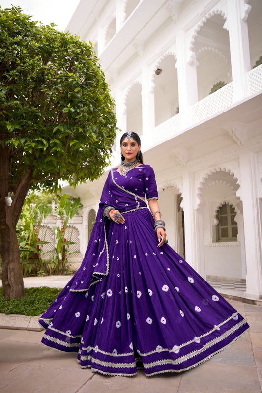 Traditional Bandhej Print Pure Chanderi Beautiful lehenga Choli