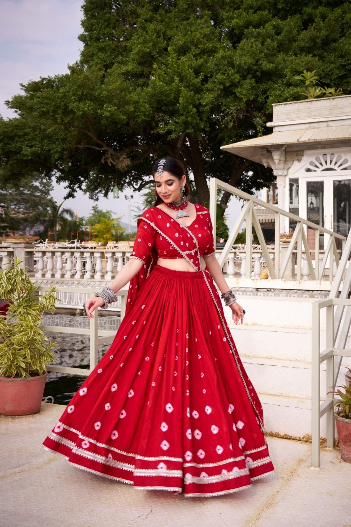 Traditional Bandhej Print Pure Chanderi Beautiful lehenga Choli