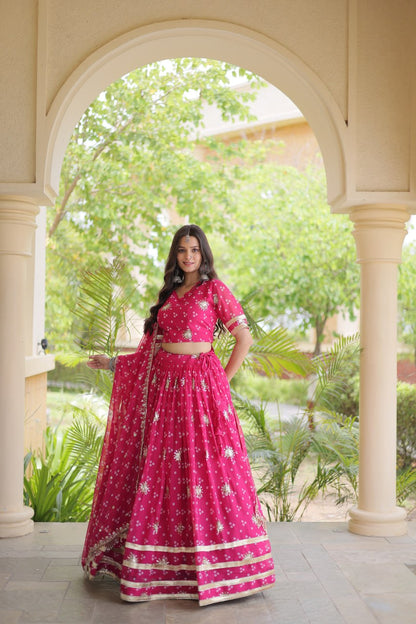 Royal Faux Georgette Bandhej Print Gota Patti Navratri Lehenga Choli