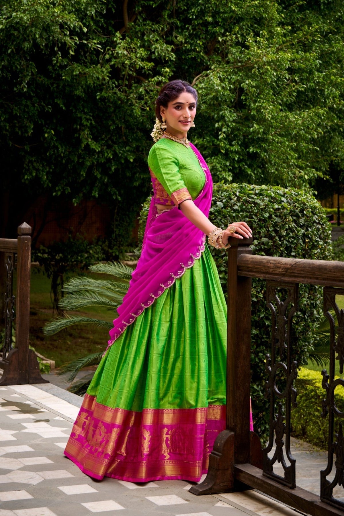 Poly Cotton Zari Weaving Work Beautiful Lehenga Choli