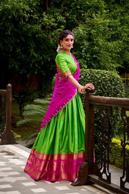 Poly Cotton Zari Weaving Work Beautiful Lehenga Choli