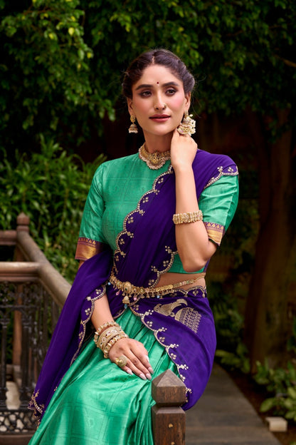 Poly Cotton Zari Weaving Work Beautiful Lehenga Choli