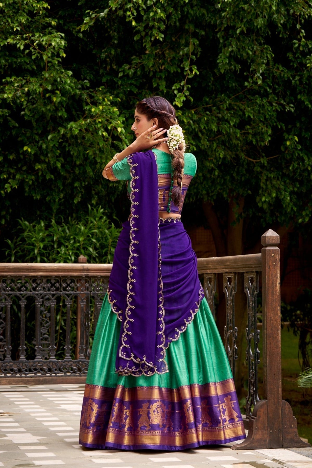 Poly Cotton Zari Weaving Work Beautiful Lehenga Choli