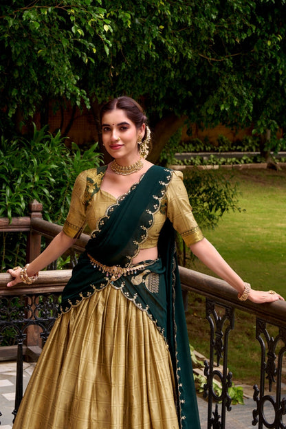 Poly Cotton Zari Weaving Work Beautiful Lehenga Choli