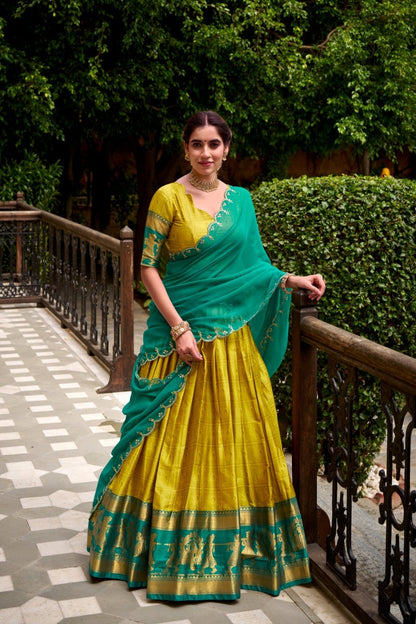 Poly Cotton Zari Weaving Work Beautiful Lehenga Choli