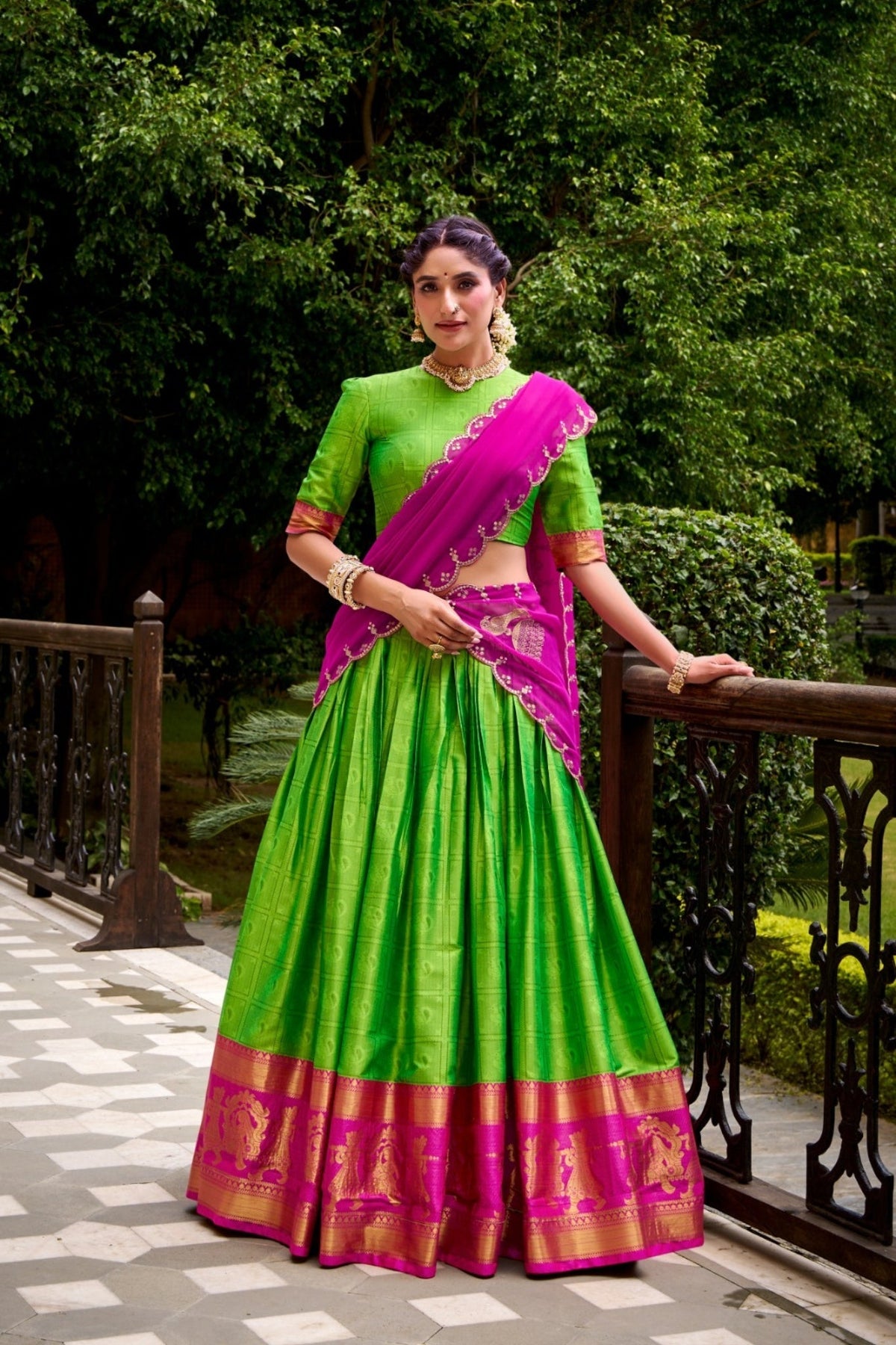 Poly Cotton Zari Weaving Work Beautiful Lehenga Choli