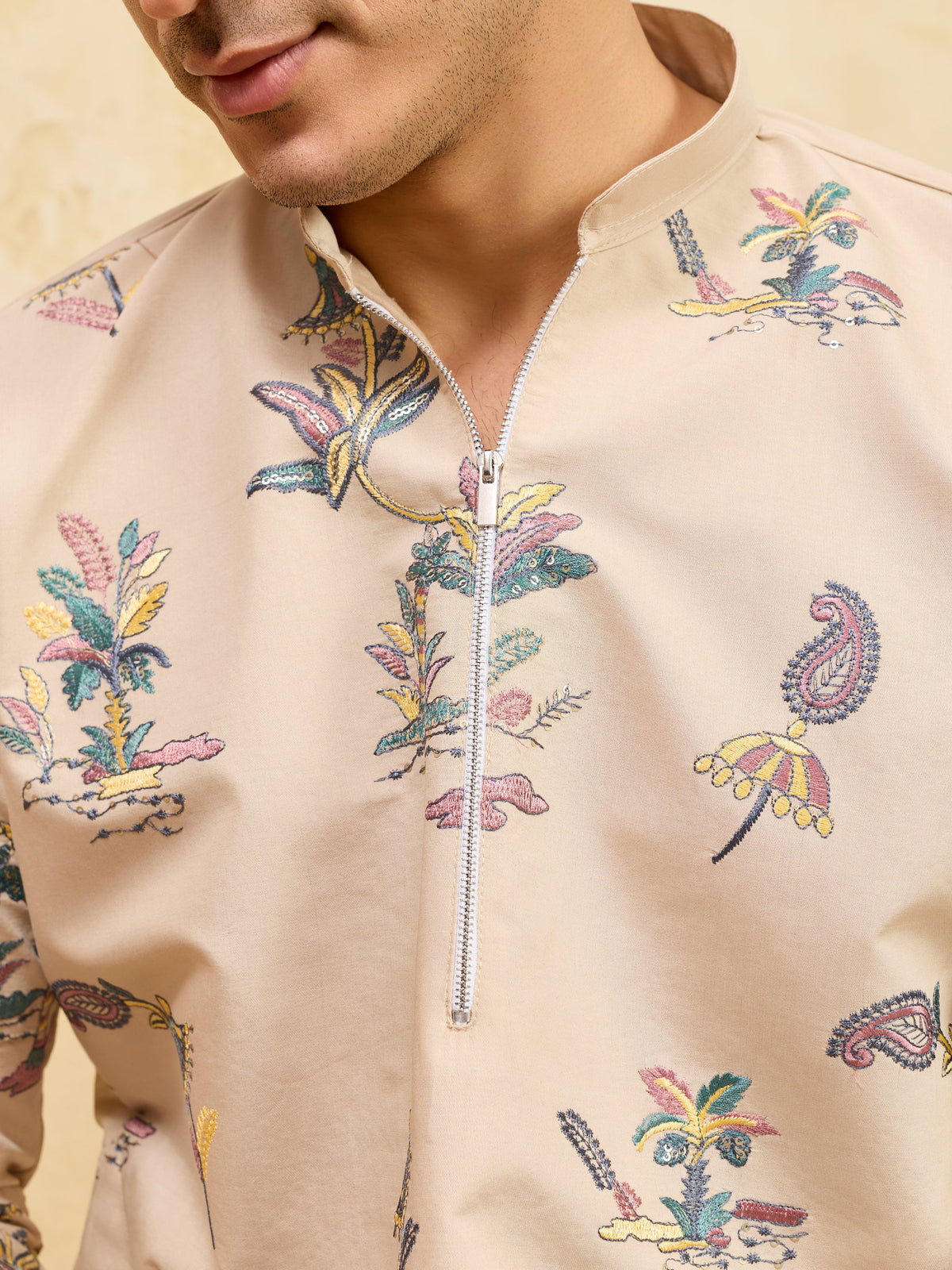 Graceful Beige Viscose Silk Kurta Set for Special Occasions