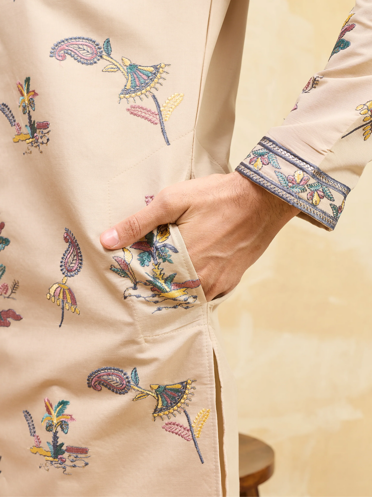 Graceful Beige Viscose Silk Kurta Set for Special Occasions