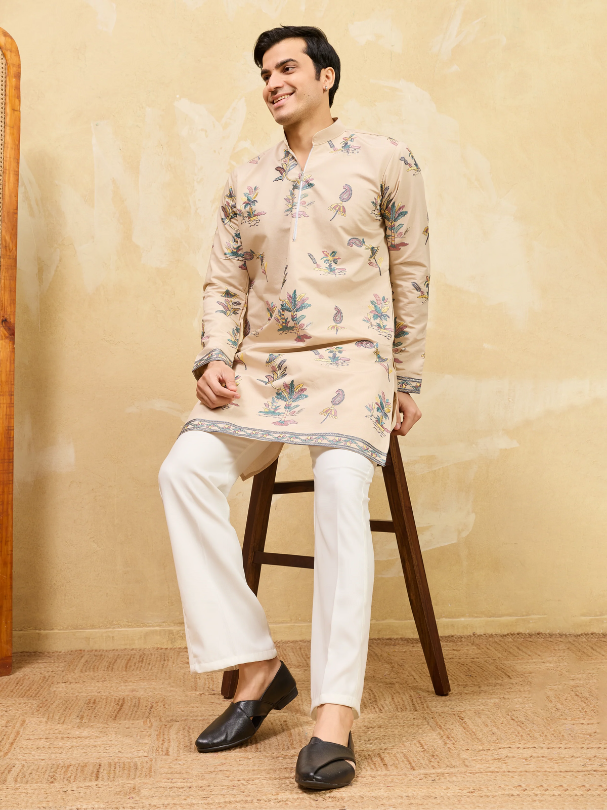 Graceful Beige Viscose Silk Kurta Set for Special Occasions