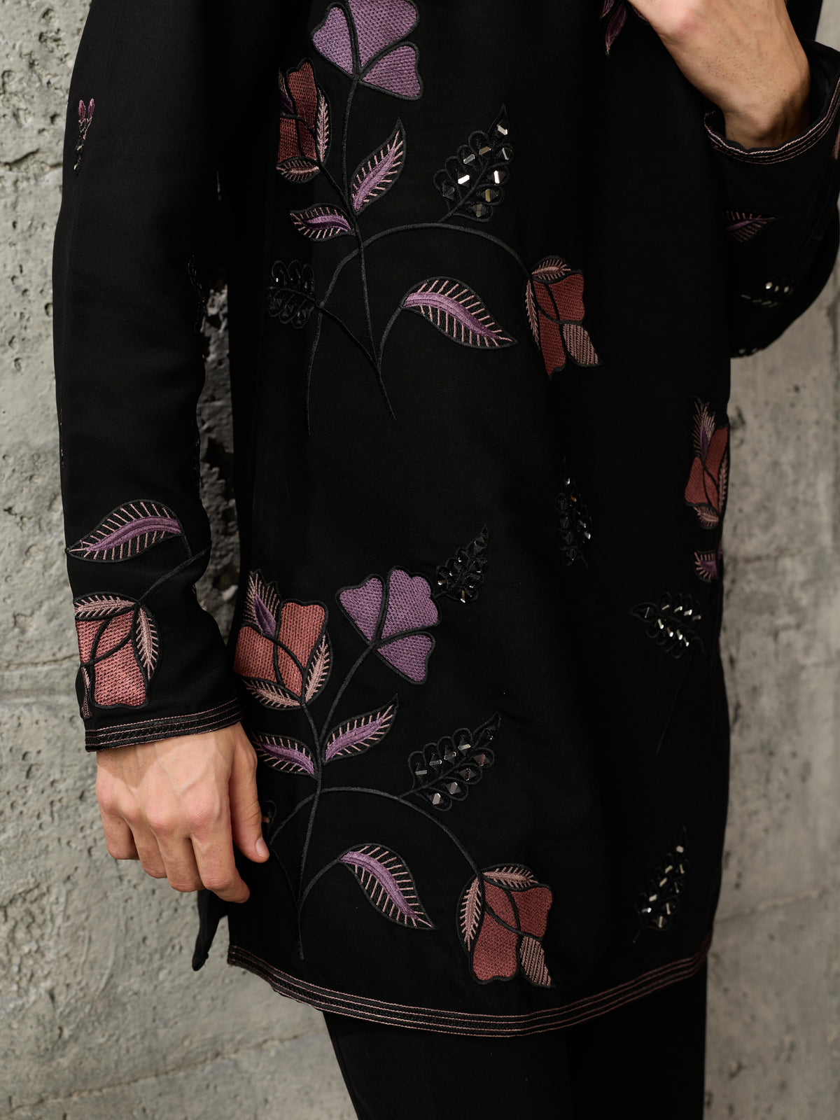 Black Embroidered Kurta Set For Men | Tulip Designer