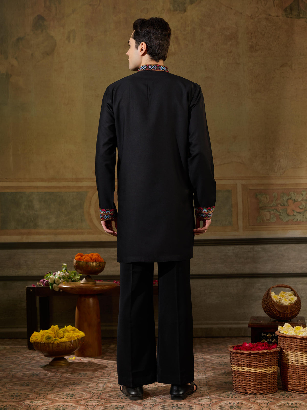 Black Rayon Thread Kurta Set | Tulip Designer