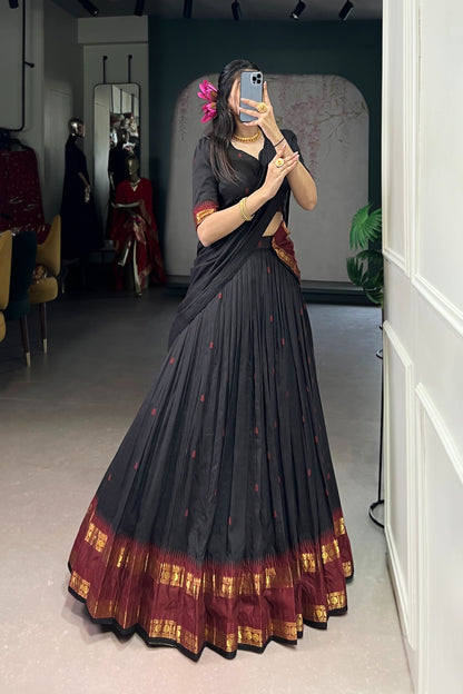 Pure Chanderi Zari Weaving Lehenga Choli With Dupatta