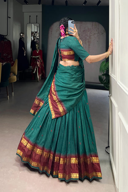 Pure Chanderi Zari Weaving Lehenga Choli With Dupatta