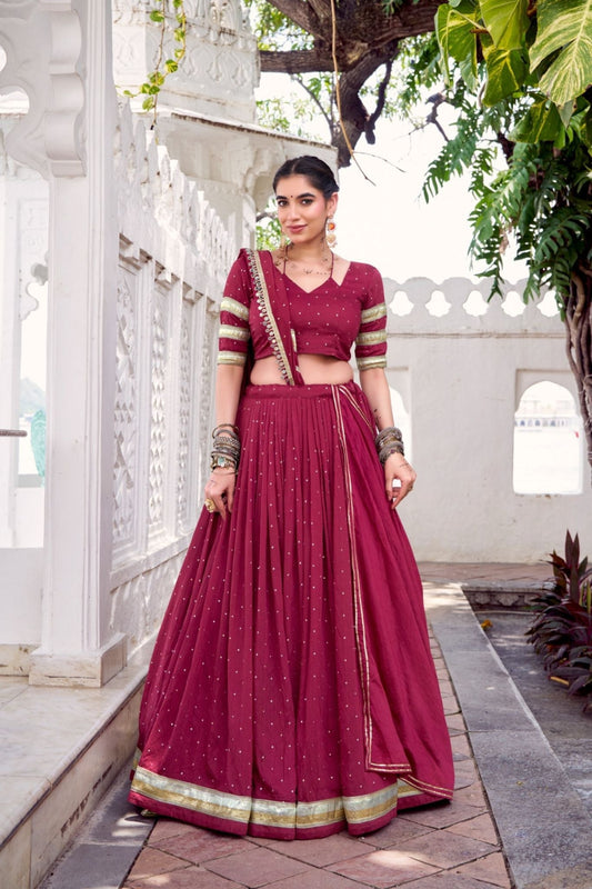 Pure Chanderi Zari Weaving Lehenga Choli Set For Festive And Wedding Special