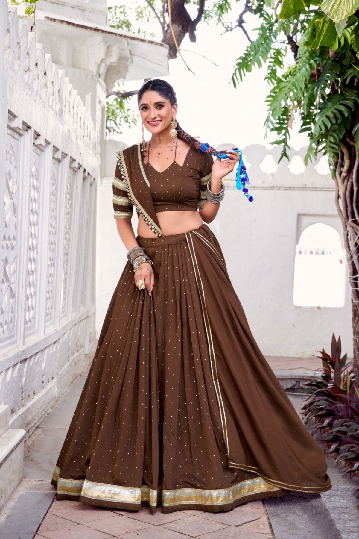 Pure Chanderi Zari Weaving Lehenga Choli Set For Festive And Wedding Special