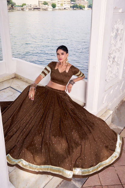 Pure Chanderi Zari Weaving Lehenga Choli Set For Festive And Wedding Special