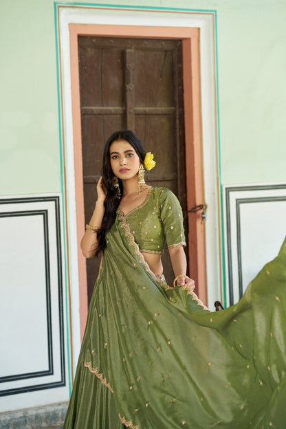 Luxury Chinon Heavy Flair Lehenga Collection for Special Occasions