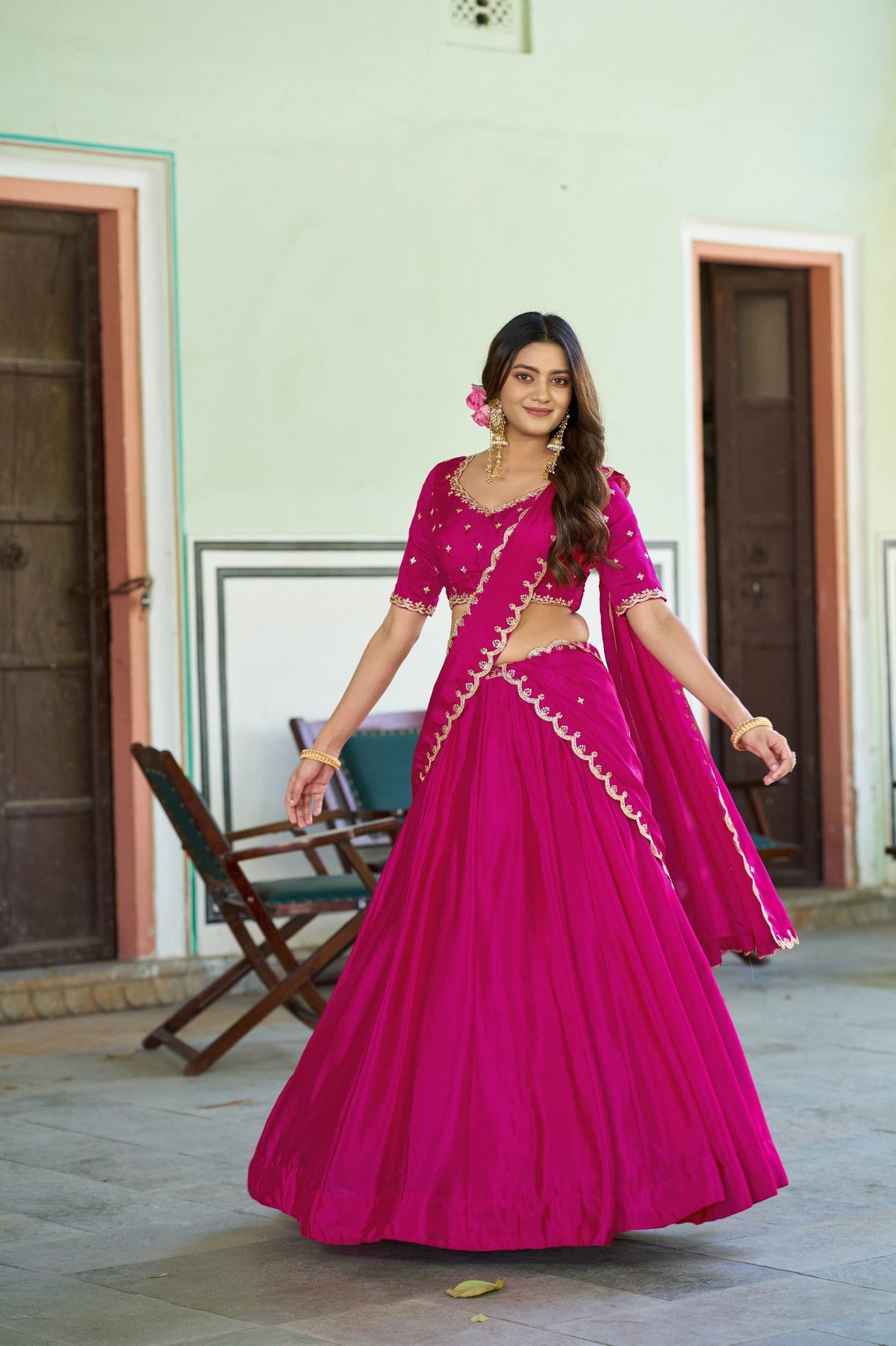 Luxury Chinon Heavy Flair Lehenga Collection for Special Occasions