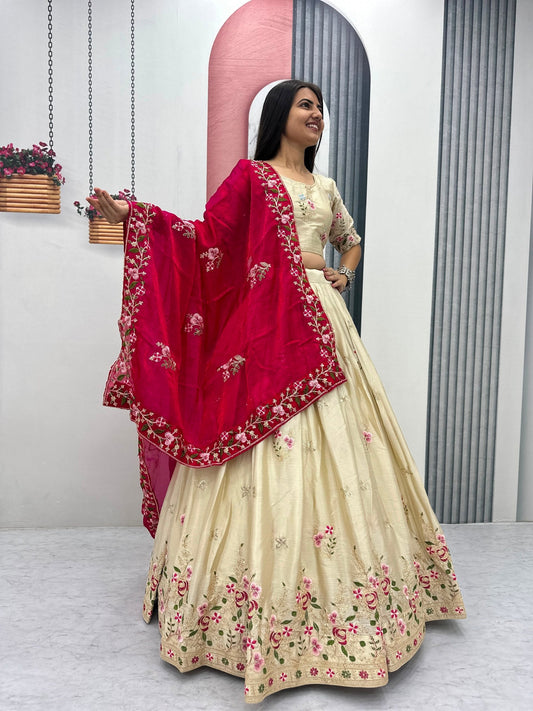 Luxury Chinon Heavy Thread Work Lehenga Collection for Women