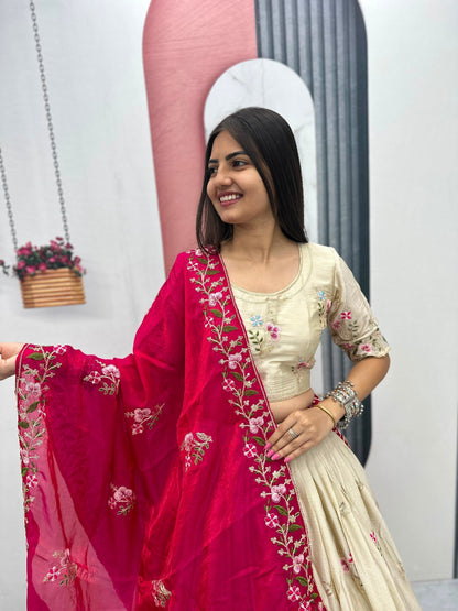 Luxury Chinon Heavy Thread Work Lehenga Collection for Women