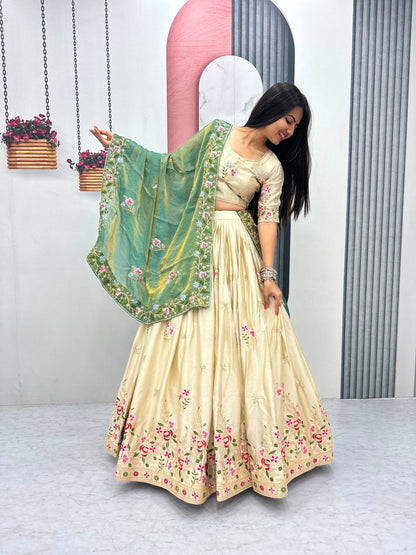 Luxury Chinon Heavy Thread Work Lehenga Collection for Women